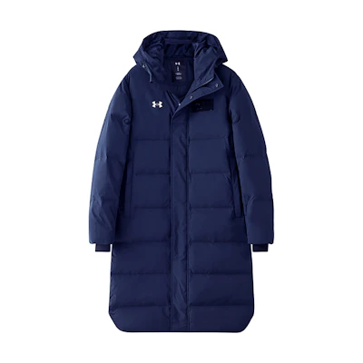Under Armour Solid Logo Print Long Hooded Down Jacket Winter Unisex Academy Blue 21600802-408