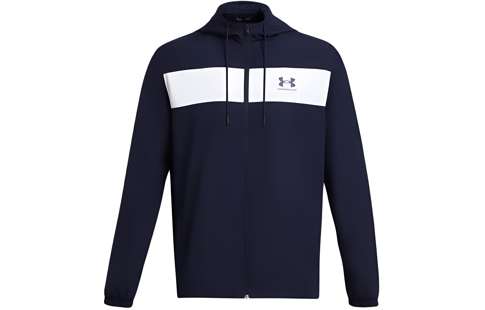 Under Armour Sportstyle Navy Hoodie Zip Jacket with Print Logo Design 1361621-410