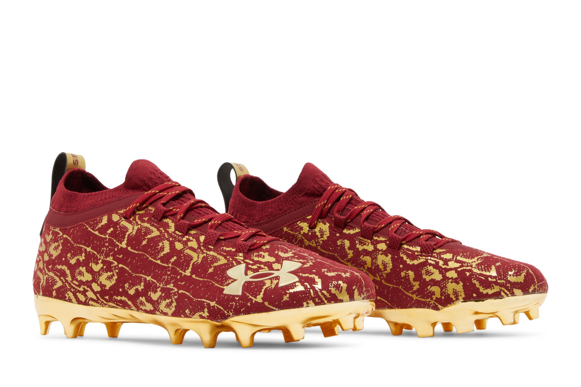 Cheap Under Armour Spotlight LUX Suede 2.0 'Merah Gelap Emas Metalik' 3024251-601
