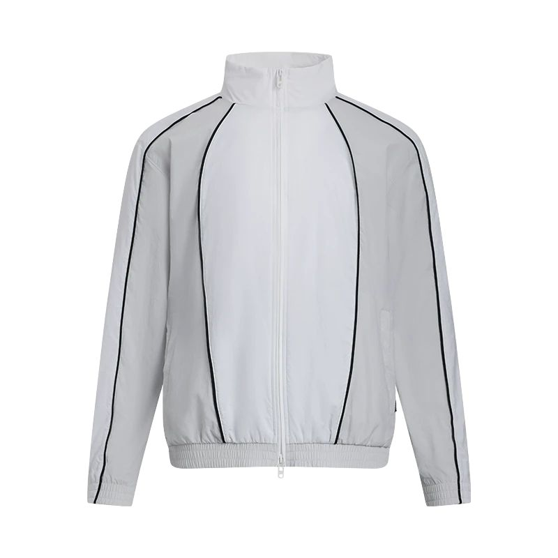 Under Armour SS25 Track White Minimalist Stand-Collar Loose Fit Jacket 1390287-100