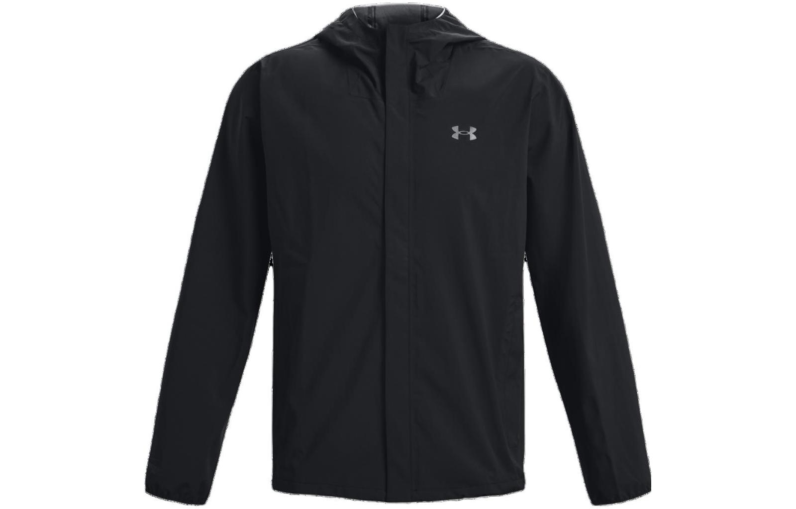 Under Armour Stormproof Black Logo Print Zip-Up Hoodie Jacket for Men 1376066-001 圖 2