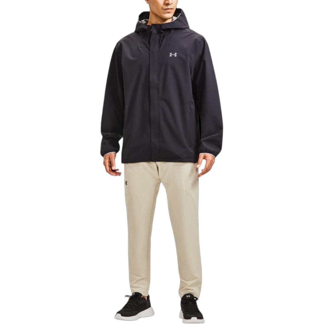 Under Armour Stormproof Black Logo Print Zip-Up Hoodie Jacket for Men 1376066-001 圖 4