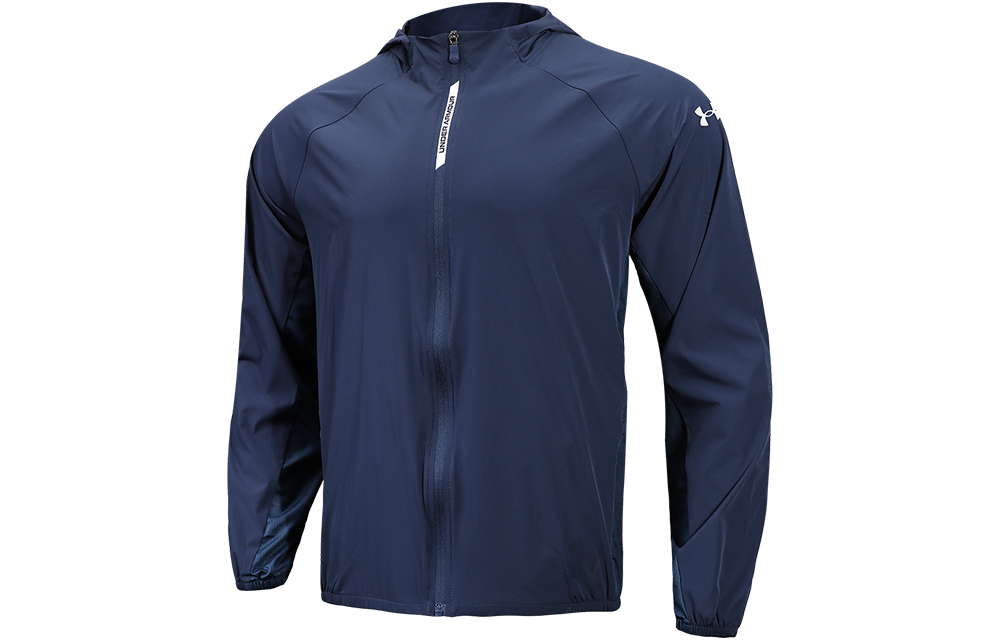 Under Armour Stretch Solid Logo Woven Jacket Academy Blue Athletic Fit 22500405-408