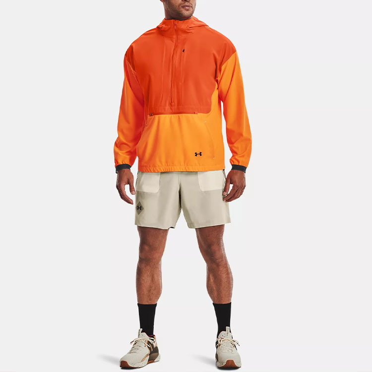 Shop Under Armour Terrain Anorak Half-Zip Training Sweatshirt Orange Men’s 1370507-825