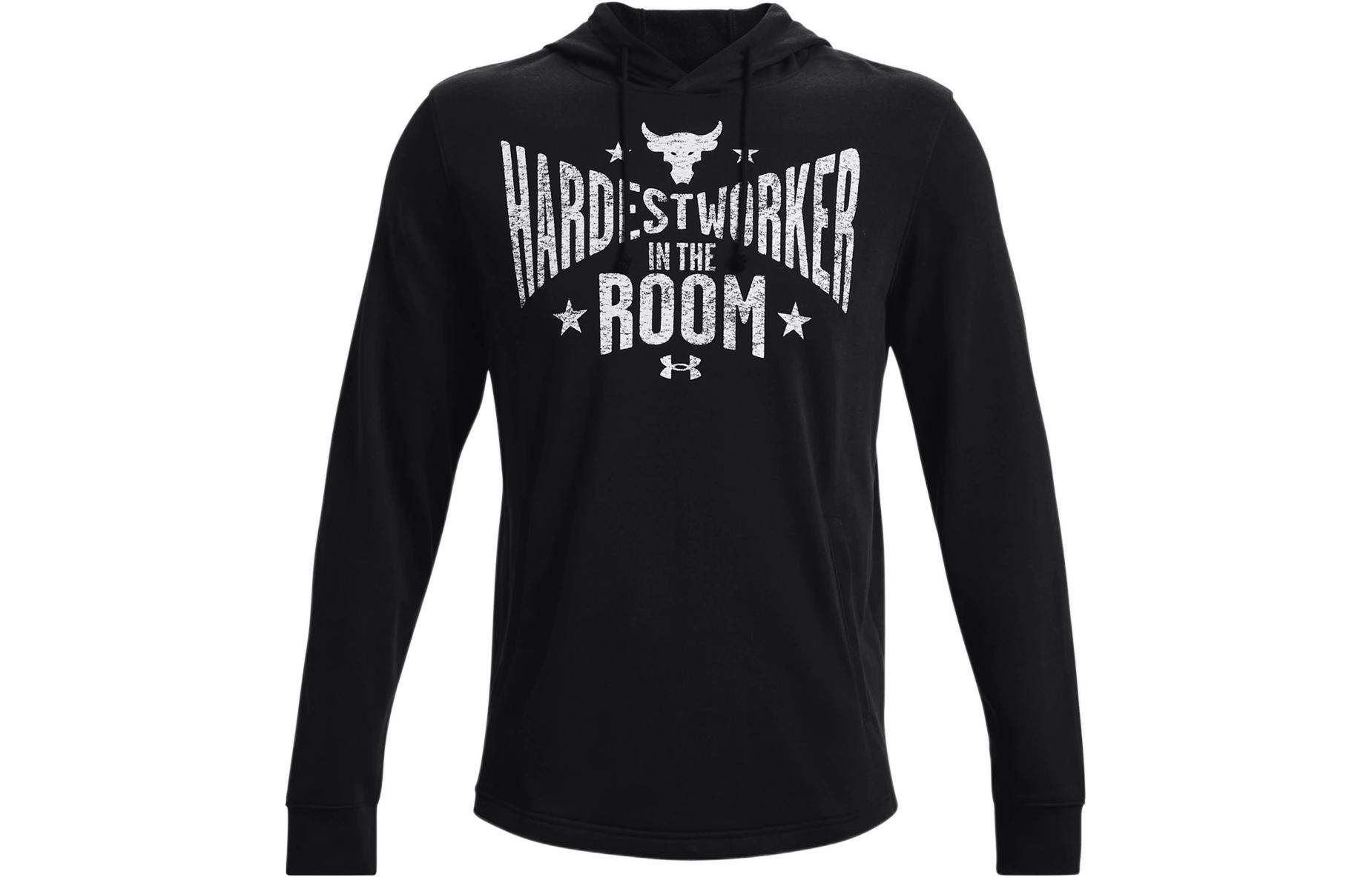 Under Armour Terry Pullover Sweatshirt Black Varsity Letter Print Style 1370458-001