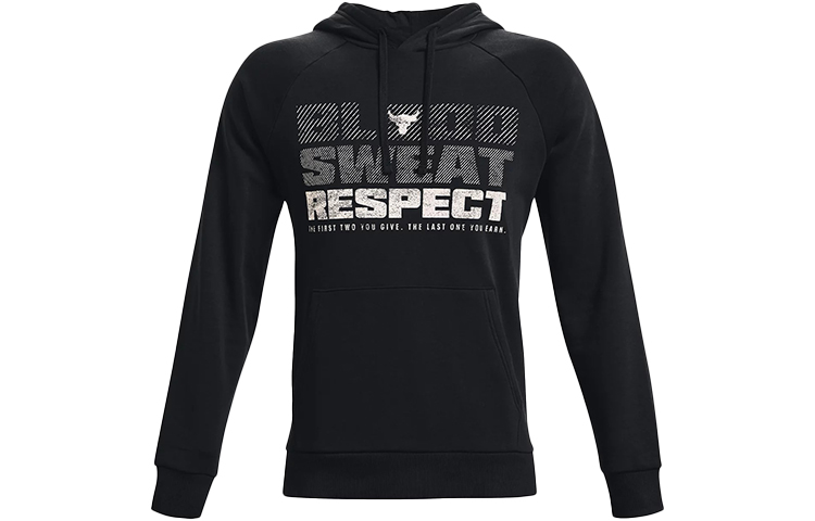 Under Armour The Rock Logo Fleece Pullover Hoodie Black ( Training) 1367109-001