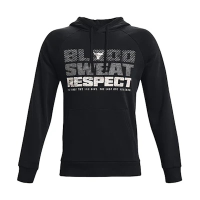 Under Armour The Rock Logo Fleece Pullover Hoodie Black ( Training) 1367109-001