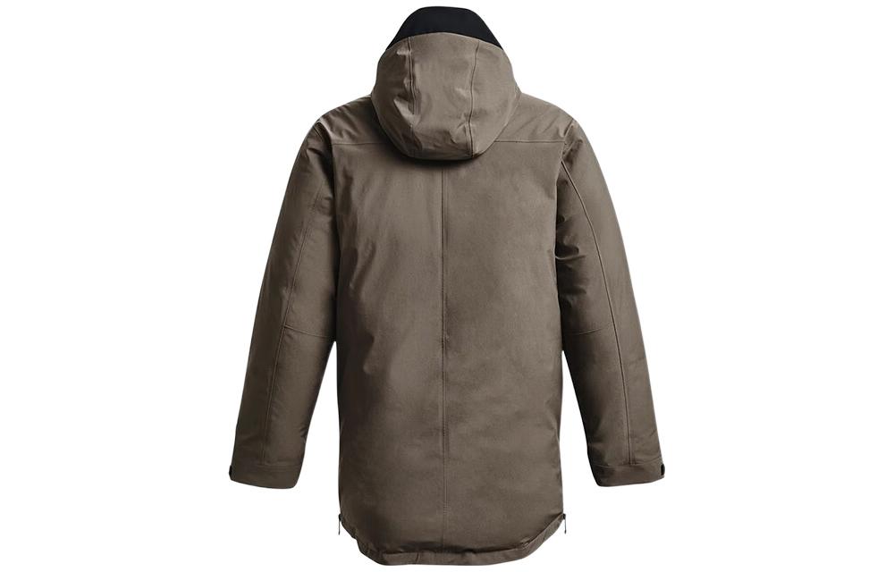 Lookbook Under Armour UA Coklat Jaket Panjang dengan Sulaman Huruf Hoodie Zip. 1375450-366