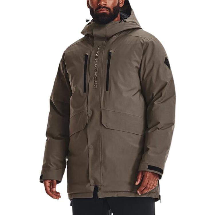 Shop Under Armour UA Coklat Jaket Panjang dengan Sulaman Huruf Hoodie Zip. 1375450-366