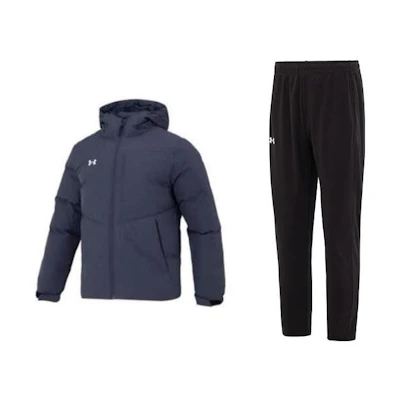 Under Armour UA Casual Hoodie Down Jacket and Knit Breathable Athletic Pants Set. 23600801-013+23600703-001