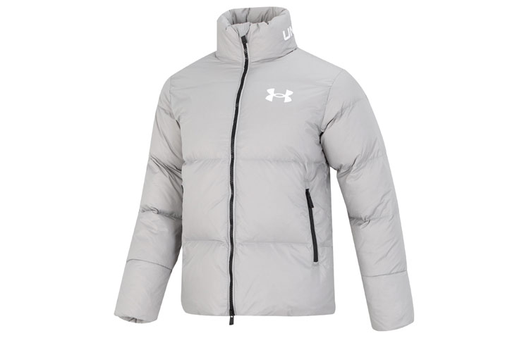 Order Under Armour UA Jaket Abu-Abu - Solid Color, Hangat & Gaya Santai. 1375449-558