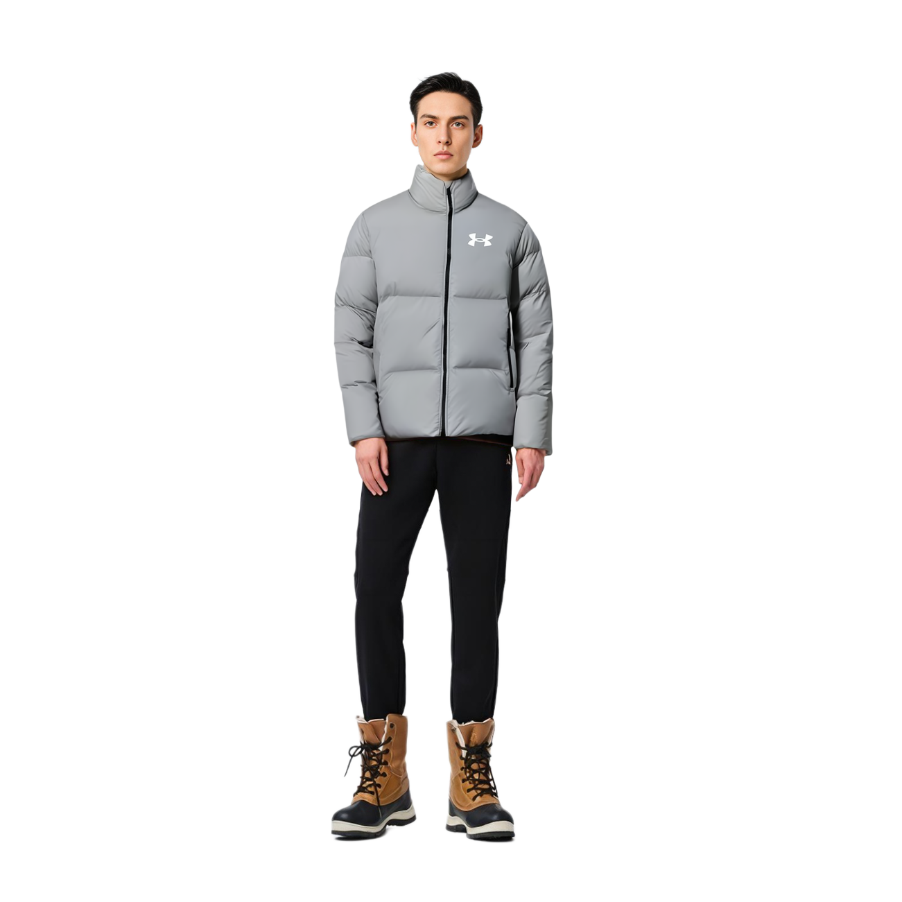 Cheap Under Armour UA Jaket Abu-Abu - Solid Color, Hangat & Gaya Santai. 1375449-558