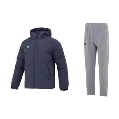 Under Armour UA Solid Color Hooded Down Jacket and Breathable Sports Pants Set 23600801-013+23600703-014