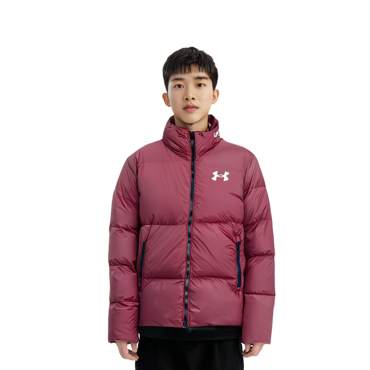 Sizing Under Armour UA Jaket Hangat Kasual Olahraga Warna Solid - Maroon. 1375449-690