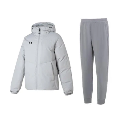 Under Armour UA All-Black Down Jacket & Knit Joggers Tracksuit Unisex. 23600801-009+23600704-014