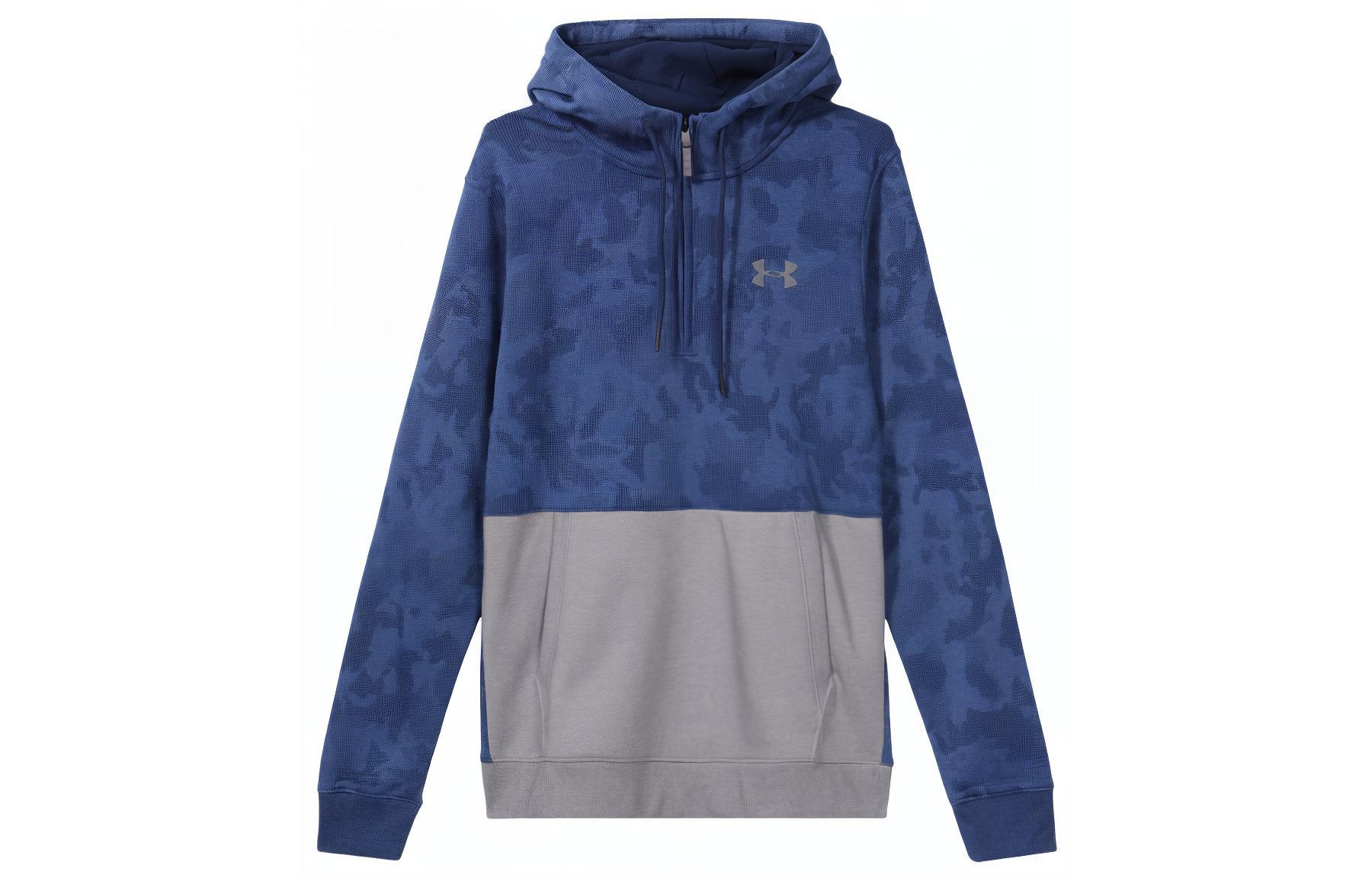 Under Armour UA All-Over Logo Vintage Half-Zip Hoodie Blue Retro Sportswear 1299135-409