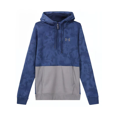 Under Armour UA All-Over Logo Vintage Half-Zip Hoodie Blue Retro Sportswear 1299135-409