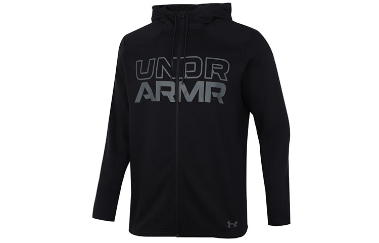 Under Armour UA Baseline Logo Printed Basketball Fleece Hoodie Jacket Men’s Black 1356873-001