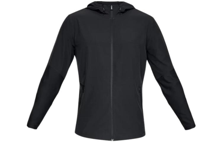 Under Armour UA Black Solid Zip-Up Drawstring Hoodie Jacket 1320679-001