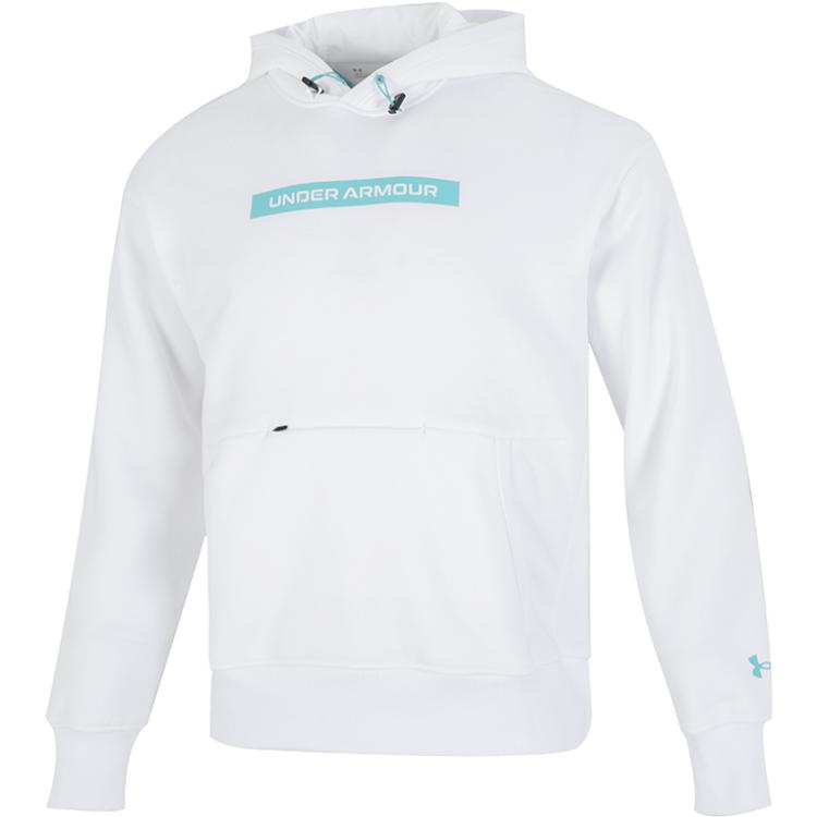 Under Armour UA Casual Letter Print Pullover Hoodie White 1366438-100