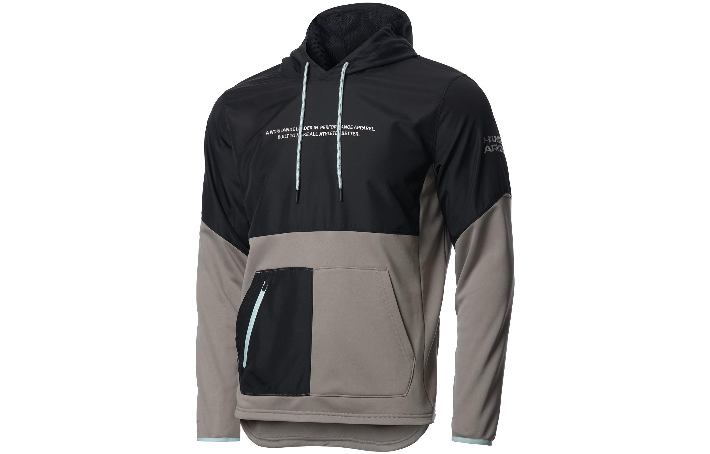 Under Armour UA Color Block Logo Print Hoodie Black/Grey 1375507-294
