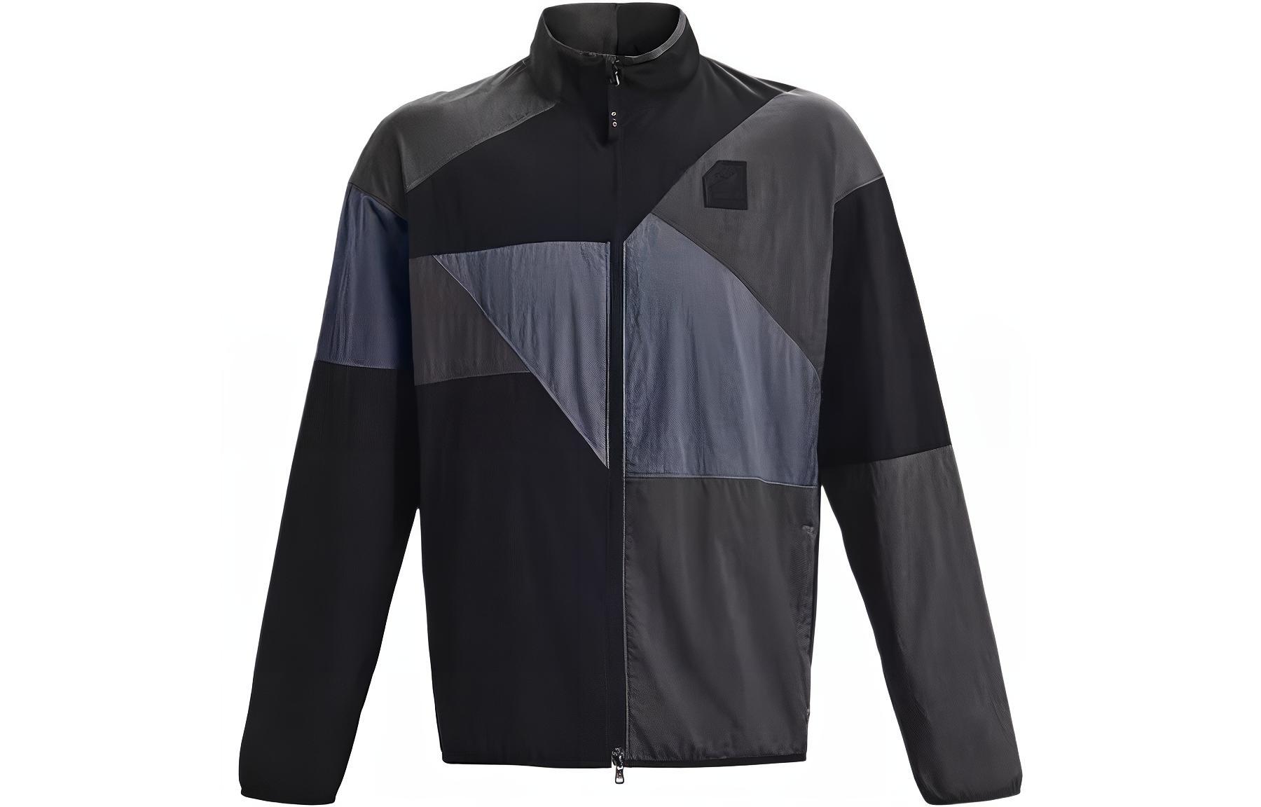 Under Armour UA Color Block Logo Retro Track Jacket Black Long Sleeve 1377304-001