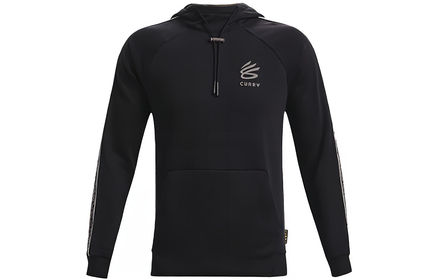 Under Armour UA Curry Black Basketball Fleece Hoodie Pullover with Side Panels 1366626-001
