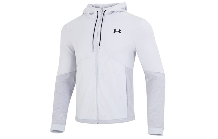 Under Armour UA Double Knit Logo Printed Zip Hoodie Jacket - Gray 1352012-015