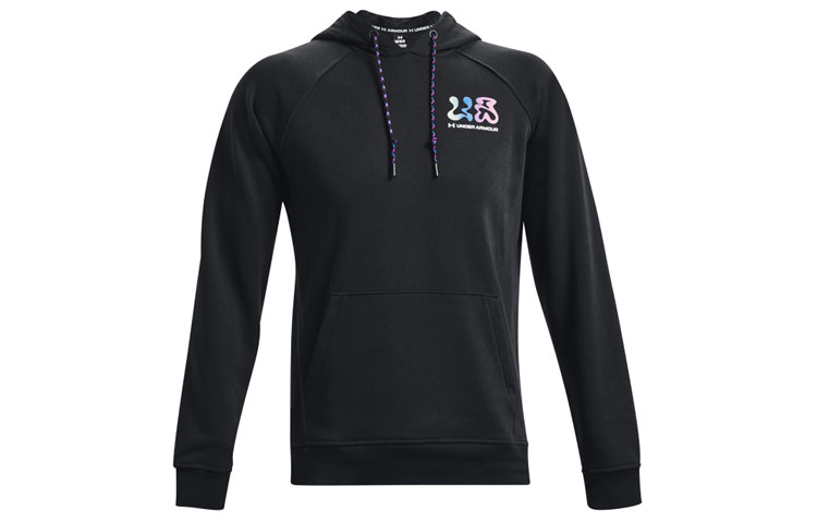 Under Armour UA Elevated Terry Hoodie Black Long Sleeve Pullover Sweatshirt Casual Logo 1373844-001