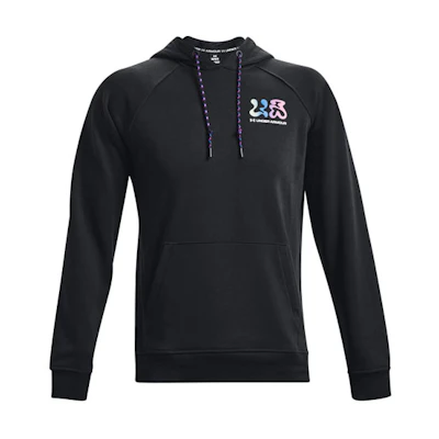 Under Armour UA Elevated Terry Hoodie Black Long Sleeve Pullover Sweatshirt Casual Logo 1373844-001