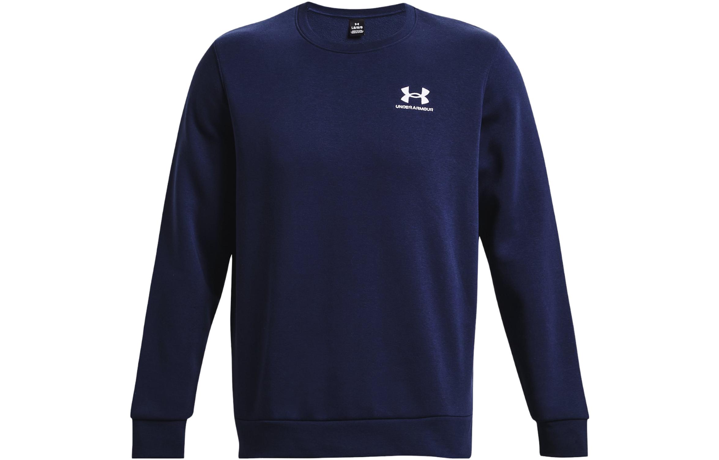 Under Armour UA Essential Logo Print Fleece Pullover Sweatshirt Navy - 1374250-410