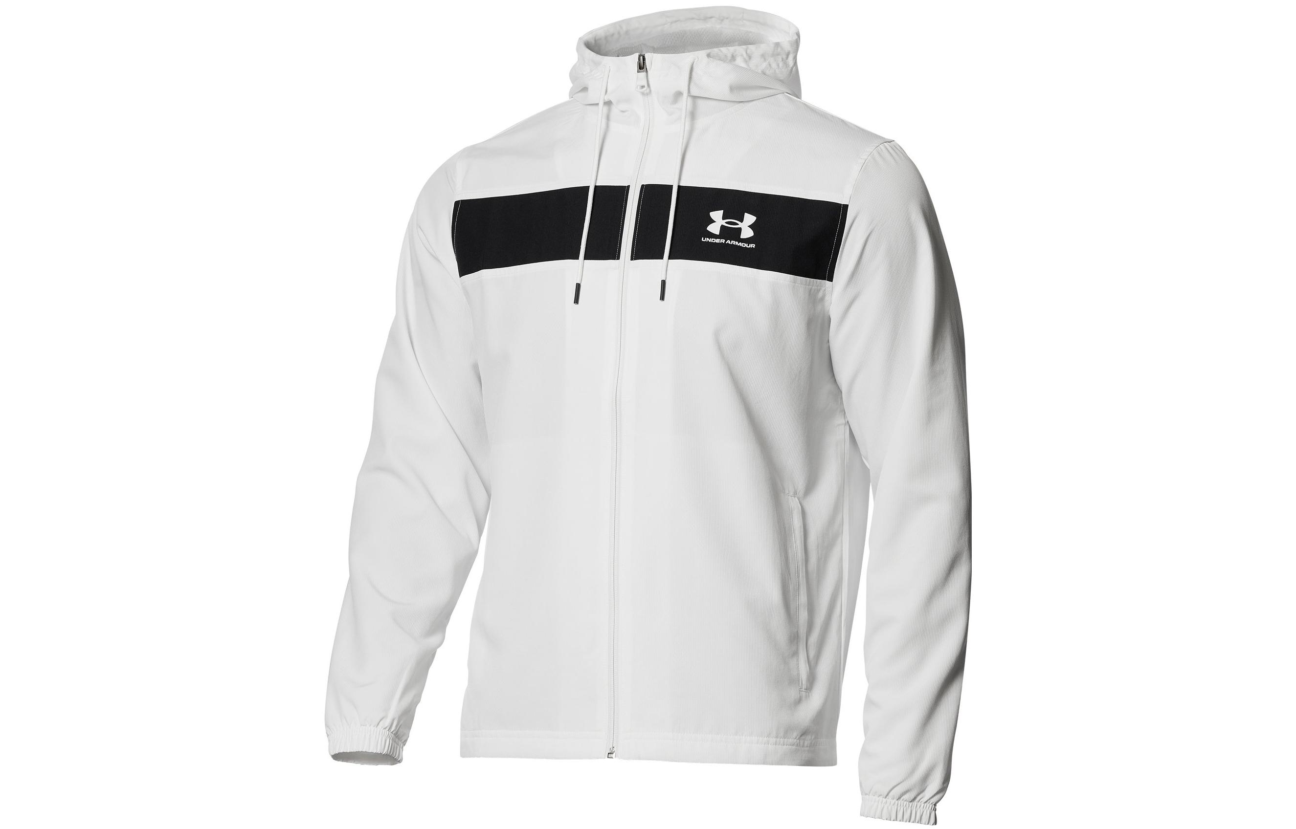 Under Armour UA FW22 Colorblock Logo Letter Print Drawstring Jacket White 1365505-100