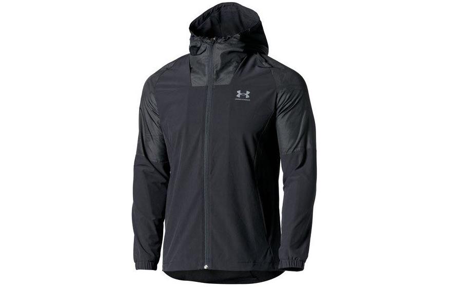 Under Armour UA FW22 Patchwork Logo Print Zip Hoodie Jacket Black 1375524-001