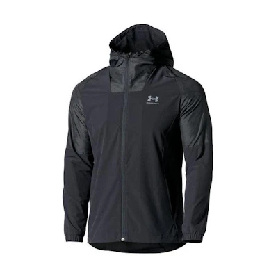Under Armour UA FW22 Patchwork Logo Print Zip Hoodie Jacket Black 1375524-001