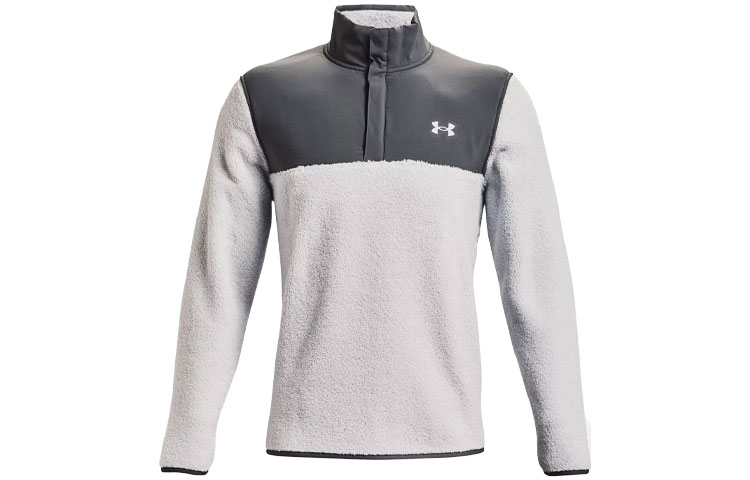 Under Armour UA Halo Gray Half-Zip Fleece Pullover Jacket with Logo Print 1366284-014