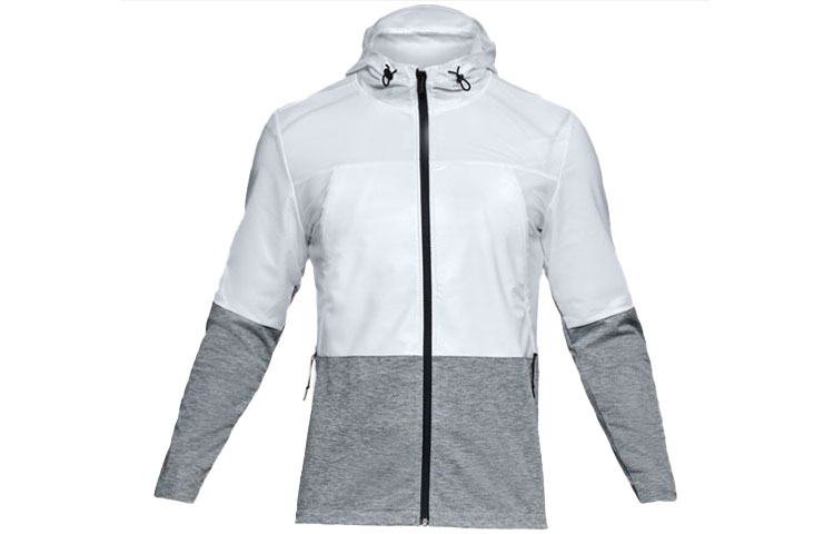 Under Armour UA Hybrid Patchwork Windproof Hoodie Jacket White Men 1306456-100
