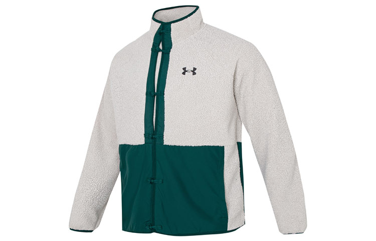 Under Armour UA LNY Boucle Embroidered Logo Retro Varsity Jacket Green 1375279-592