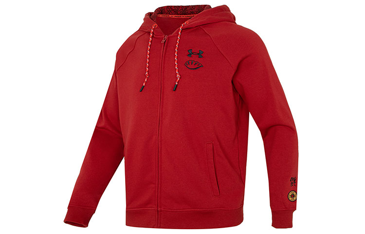 Under Armour UA LNY Terry FZ Logo Embroidered Red Hoodie Jacket 1374499-611