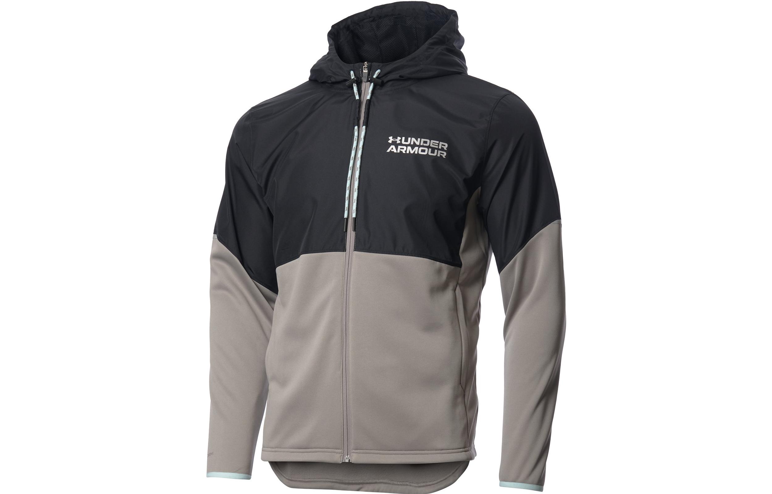 Under Armour UA Logo Patchwork Hoodie Jacket Black Gray 1375506-294