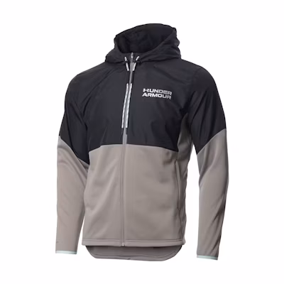 Under Armour UA Logo Patchwork Hoodie Jacket Black Gray 1375506-294