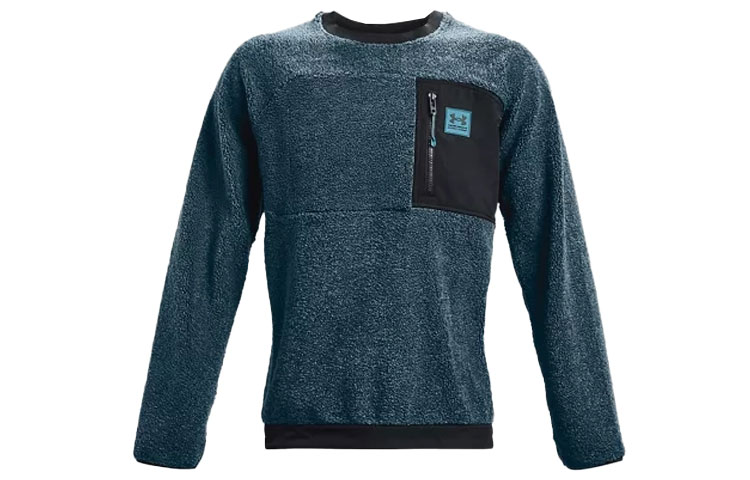 Under Armour UA Mission Boucle Colorblock Crewneck Pullover Training Sweatshirt Blue 1366093-413