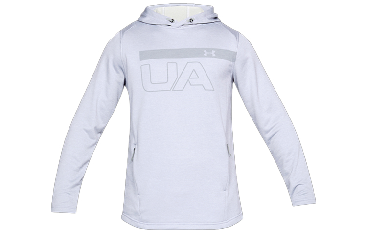 Under Armour UA Mk-1 Tech Terry Graphic Logo Hoodie White Pullover 1306445-100