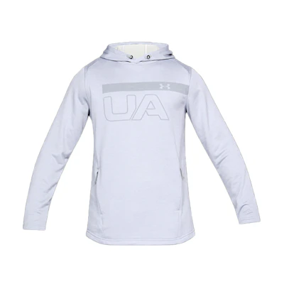 Under Armour UA Mk-1 Tech Terry Graphic Logo Hoodie White Pullover 1306445-100