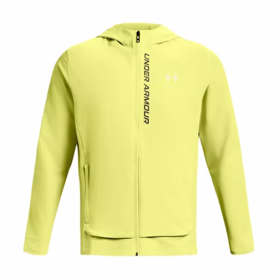 Under Armour UA OutRun The Storm Yellow Logo Print Breathable Hoodie Jacket Men 1376794-743