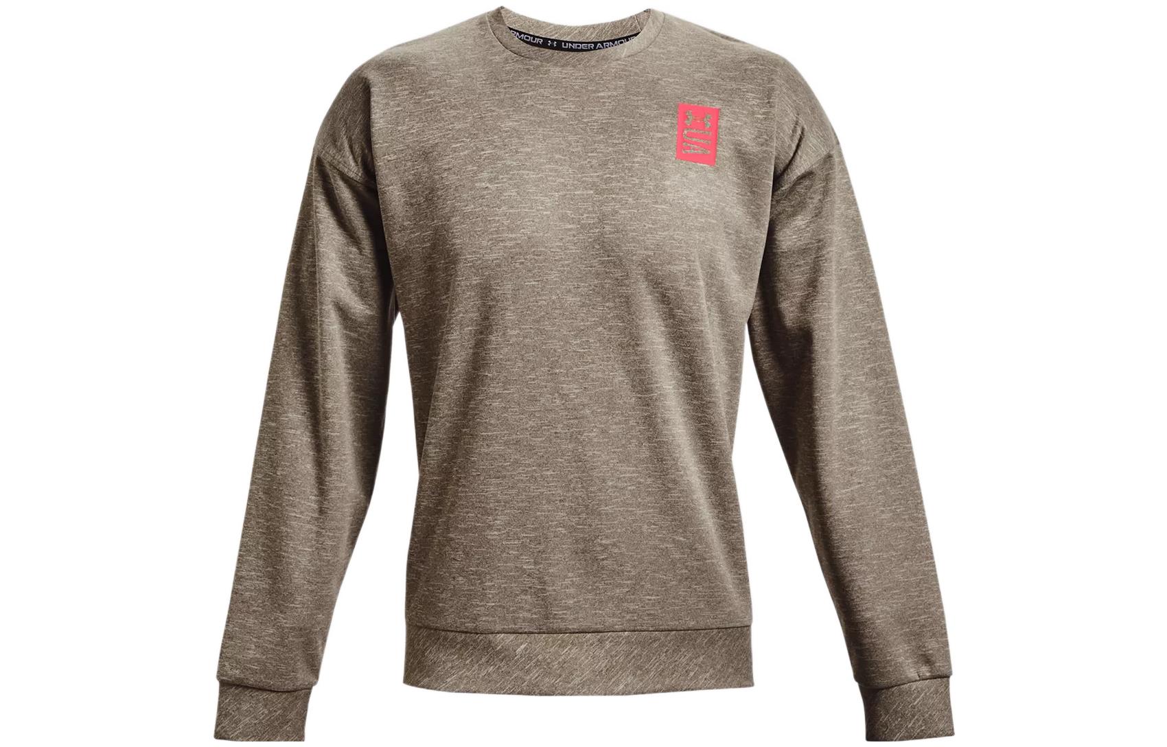 Under Armour UA Plain Back Letter Crewneck Pullover Sweatshirt Grey 1361757-279