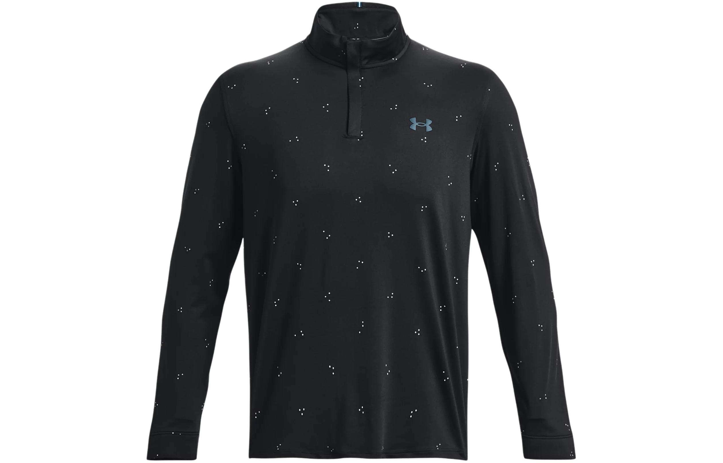 Under Armour UA Playoff Logo Print Polo Sweatshirt Men’s Black Long Sleeve 1377400-001