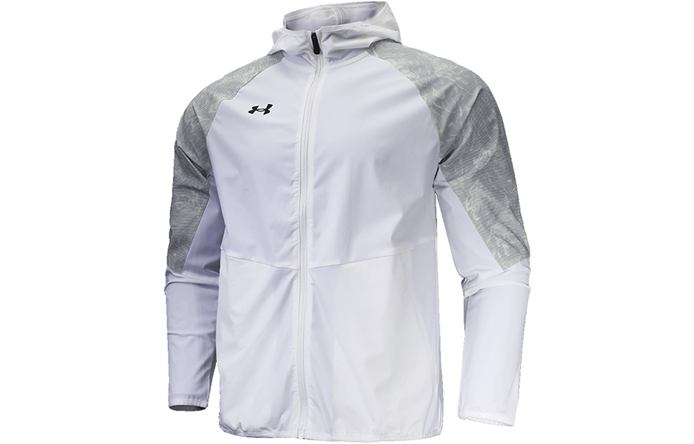 Under Armour UA Printed Logo Knit Patchwork Hoodie Jacket White 22500403-100