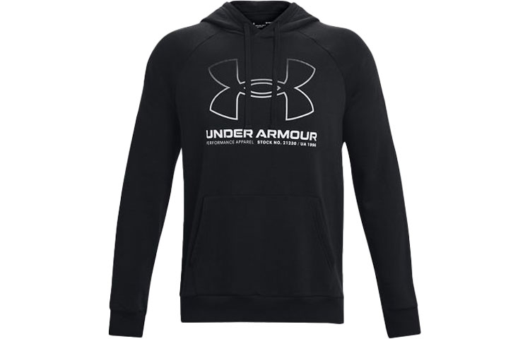 Under Armour UA Project Rock Black Logo Hoodie with Drawstring and Knit Design 1366724-001