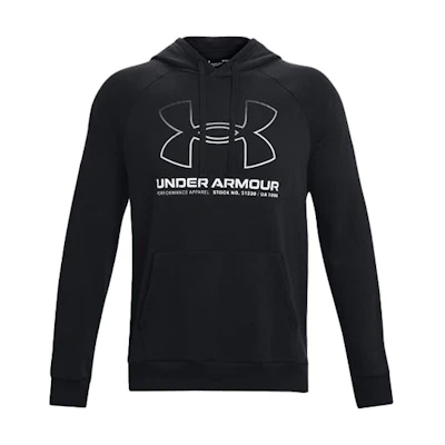 Under Armour UA Project Rock Black Logo Hoodie with Drawstring and Knit Design 1366724-001
