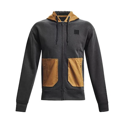 Under Armour UA Project Rock Coal Grey Winter Fleece Logo Hoodie Jacket Training Wear 1367105-010
